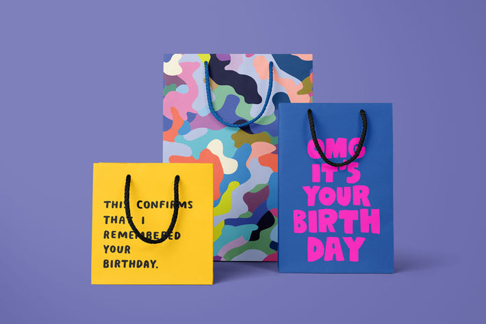 Illustrated gift bags set of three